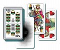 Mariáš dvouhlavý společenská hra karty v plastové krabičce 6,5x10,5x2cm