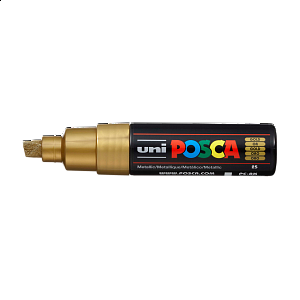 Posca akrylový popisovač PC-8K, 8 mm, zlatá (se širokým, seříznutým hrotem)