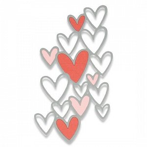 SIZZIX Thinlits vyřezávací kovové šablony - propojená srdíčka