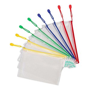 djois obálka se zipem, A5, PVC síťovina, mix barev, 8 ks