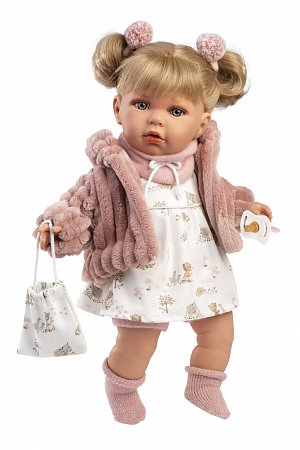 Llorens 42408 JULIA - realistická panenka se zvuky a měkkým látkovým tělem - 42 cm