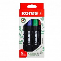 Kores Permanentní popisovač Eco K-Marker - 4 barvy (černá, červená, modrá, zelená)