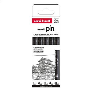 UNI PIN Classic, sada linerů, 5 ks, (0,1 mm/ 0,3 mm/ 0,5 mm/ 0,7 mm/ 0,9 mm), černá