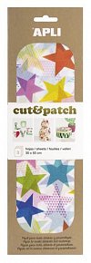 APLI Cut&Patch papír 30 x 50 cm - Hvězdy barevné 3 ks