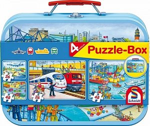Schmidt Puzzle v plechovém kufříku - Doprava 4v1