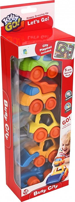 Kiddy Go! Autíčka sada 5ks s podložkou Město