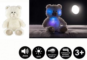Medvídek Snílek bílý plyš 40 cm na baterie se světlem se zvukem v sáčku