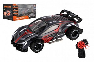 Auto RC sportovní plast 2,4GHz 20cm na baterie šedo-červené v krabici 24x12x14cm