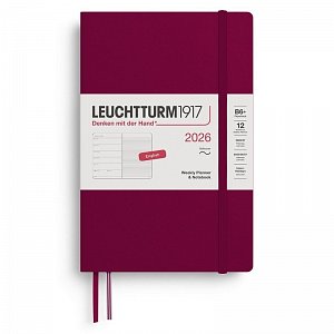 Weekly Planner & Notebook 2026 Paperback (B6+) Port Red