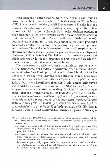 Náhled Zátěž pečovatele - posuzování, diagnostika, intervence a prevence v péči o nevyléčitelně nemocné