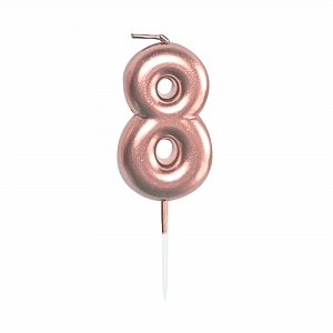 Svíčka dortová rose gold 5 cm číslo 8