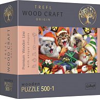 Trefl Wood Craft Origin Puzzle Vánoční kočky 501 dílků - dřevěné