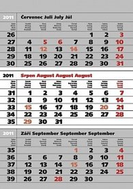 3měsíční Standard šedý 2011 - nástěnný kalendář