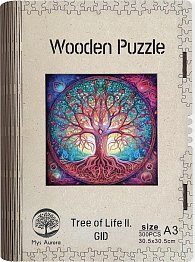 Dřevěné puzzle/Strom života II A3 svítící ve tmě