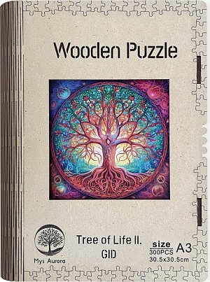 Dřevěné puzzle/Strom života II A3 svítící ve tmě