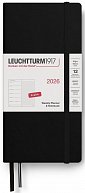 Weekly Planner & Notebook 2026 Wallet (B6+ x A6) Black - tečkovaný