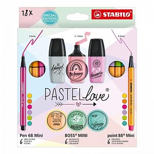 STABILO Pastellove - linery, fixy, zvýrazňovače 18 ks