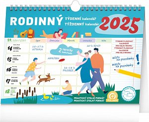 NOTIQUE Týdenní rodinný plánovací kalendář s háčkem 2025, 30 x 21 cm