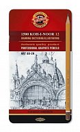 Koh-i-noor tužka grafitová umělecká 8B–2H souprava 12 ks v plechové krabičce, 1.  vydání