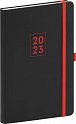 Diář 2023: Nox - černý/červený, týdenní, 15 × 21 cm