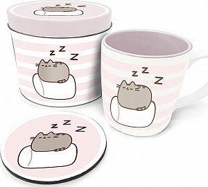 Pusheen: Dárkový set v plechovce (hrnek + podtácek)