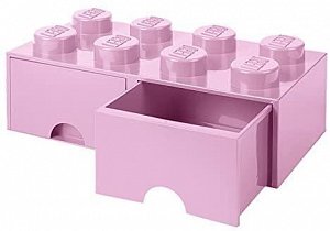 Úložný box LEGO s šuplíky 8 - světle růžový