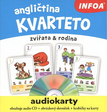 Náhled Angličtina KVARTETO - Audiokarty + CD (zvířata a rodina)