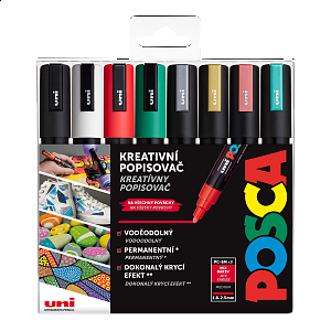 Posca sada popisovačů PC-5M, CHRISTMAS, 1,8 - 2,5 mm, mix vánočních barev (8 ks)