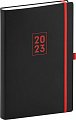 Diář 2023: Nox - černý/červený, denní, 15 × 21 cm