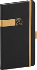 NOTIQUE Kapesní diář Twill 2025, černo-zlatý, 9 x 15,5 cm
