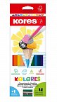 Kores Trojhranné pastelky KOLORES 3 mm  s ořezávátkem 12 barev
