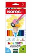 Kores Trojhranné pastelky KOLORES 3 mm  s ořezávátkem 12 barev