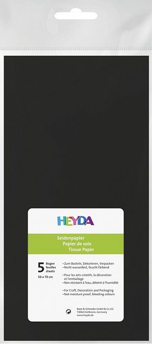 HEYDA Hedvábný papír 50 x 70 cm - černý 5 ks