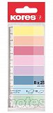 Kores Pastelové záložky Index Strips na pravítku - 8 barev (25 lístků každé barvy)