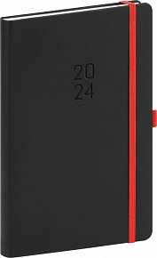 Diář 2024: Nox - černý/červený, týdenní, 15 × 21 cm