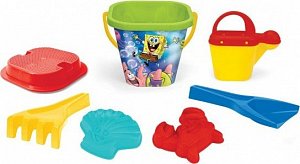 Sada na písek 7ks plast SpongeBob 3 barvy v síťce 19x27x19cm 12m+ Wader