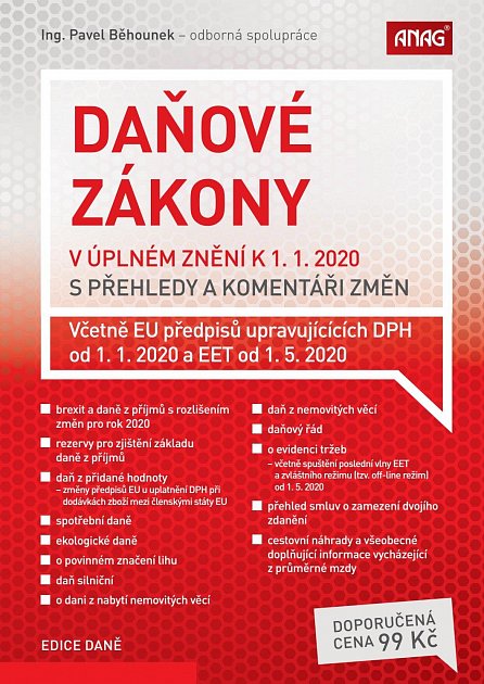 Náhled Daňové zákony v úplném znění k 1.1.2020 s přehledy a komentáři změn