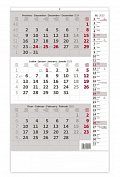 Kalendář nástěnný 2025 - Tříměsíční šedý s poznámkami