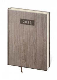 Diář 2016 - Wood kapesní týdenní - tmavě hnědá