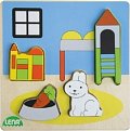 Vkládačka/Puzzle deskové obrysové dřevěné dětský pokoj v krabičce 14x20x2cm 18m+