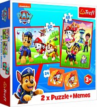 Trefl Puzzle Tlapková patrola v akci / 30+48 dílků+pexeso