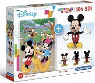 Clementoni Puzzle Supercolor Mickey Mous / 104 dílků + 3D model