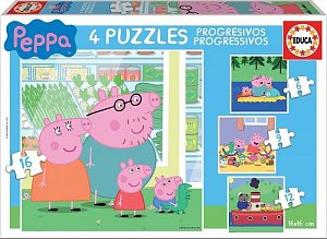 Puzzle Prasátko Pepina 4v1 (6,9,12,16 dílků)