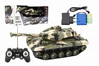 Tank RC plast 27cm 27MHz na baterie+dobíjecí pack se zvukem v krabici 37x17x19cm