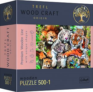 Trefl Wood Craft Origin Puzzle Divoké kočky v džungli 501 dílků - dřevěné