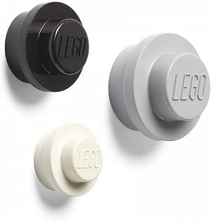 Věšák na zeď LEGO - bílý, černý, šedý 3 ks