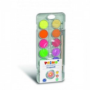 PRIMO vodové barvy 8 barev metalické + 4ks fluo odstíny + štětec