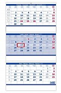 Kalendář nástěnný 2025 - Tříměsíční skládaný modrý