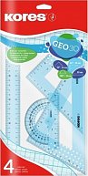 Sada na geometrii  GEO set 30cm, set plastových pravítek, 4 ks v polybagu