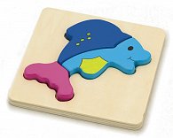 Puzzle dřevěné - delfín 4 dílky